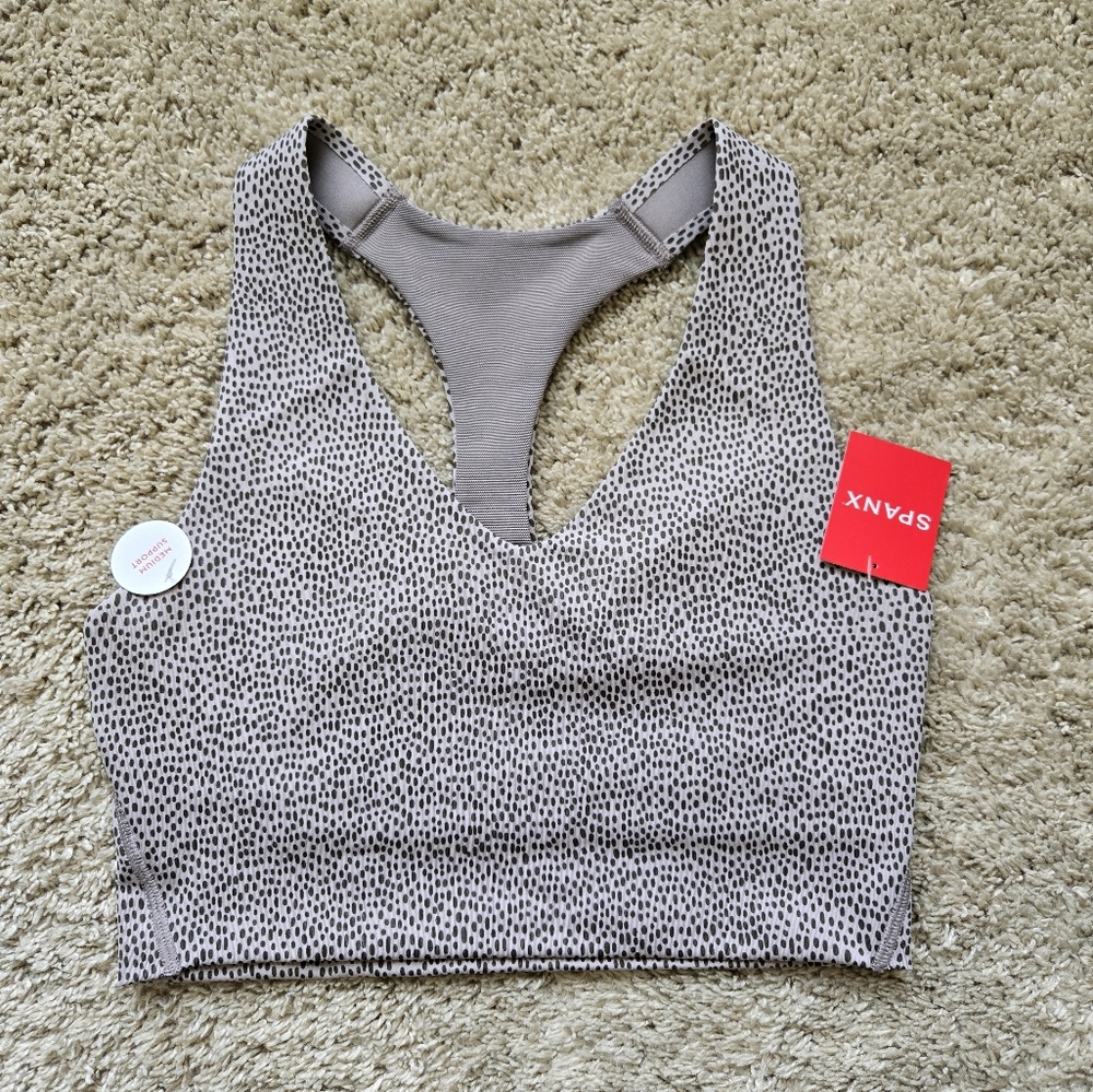 Spanx lingline medium impact sports bra neutral wave womens XS